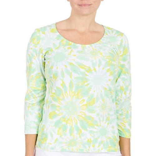 Hearts of Palm Womens Scoop Neck Flower Top