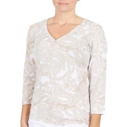 Hearts of Palm Womens Surplice Paisley Top