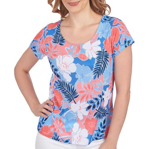 Hearts of Palm Womens Printed Short Sleeve Top