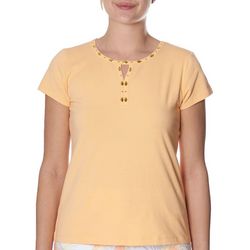 Hearts of Palm Womens Palms Keyhole Neck Short Sleeve Top