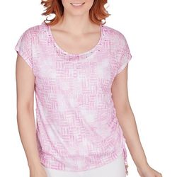 Hearts of Palm Womens Print Pattern Burnout Top