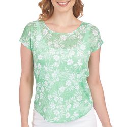 Hearts of Palm Womens Embellished Printed Short Sleeve Top