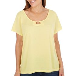 Womens Hearts of Palm Solid O-Ring Short Sleeve Top