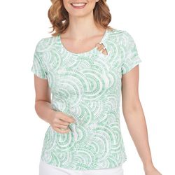 Hearts of Palm Womens Palms Ring Neckline Short Sleeve Top