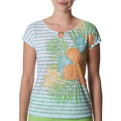 Hearts of Palm Womens Burnout Short Sleeve Top