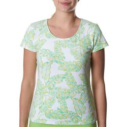 Hearts of Palm Womens Tropical Print Short Sleeve Top