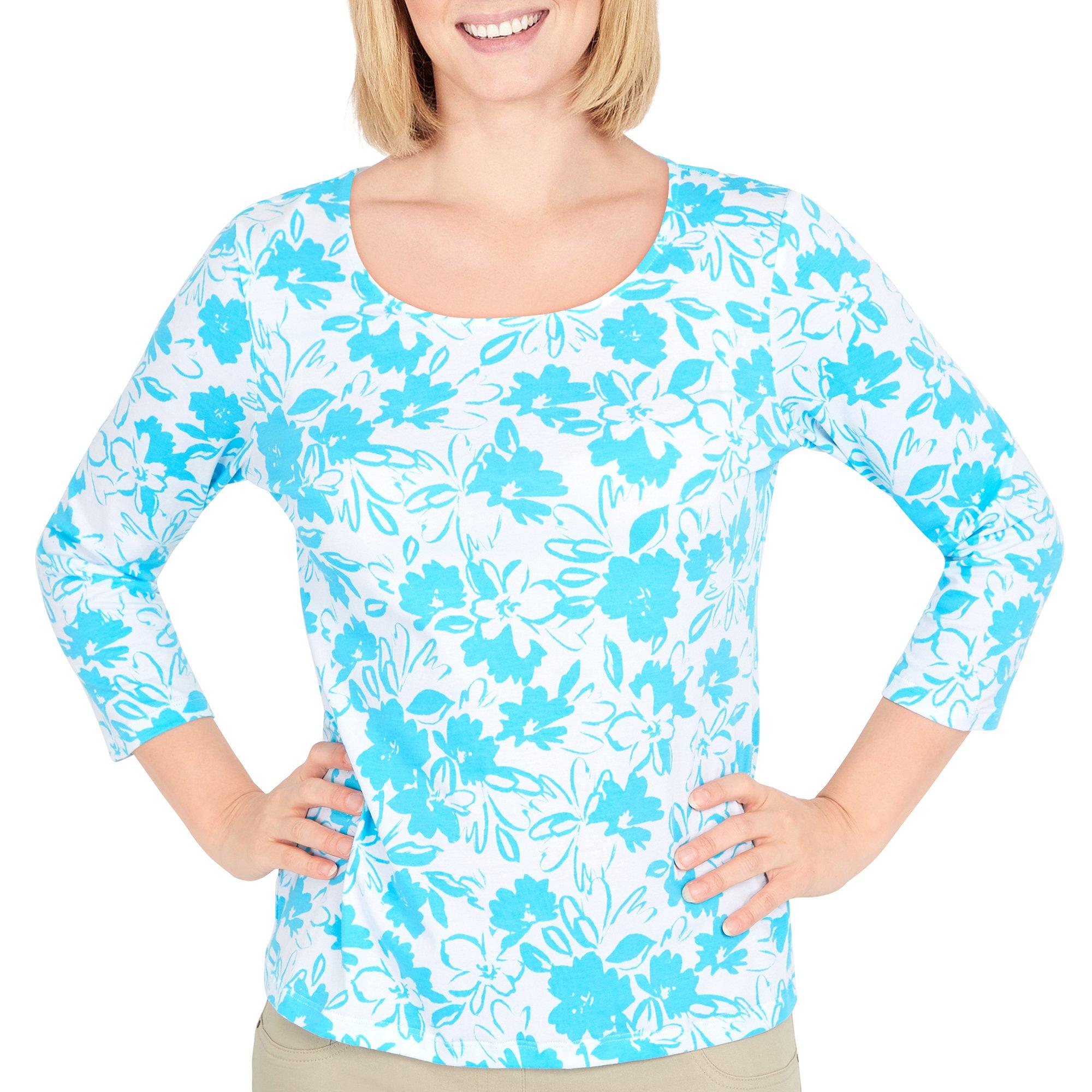 Womens Floral 3/4 Sleeve Top