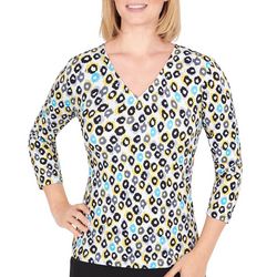 Womens Graphic V-Neck 3/4 Sleeve Top