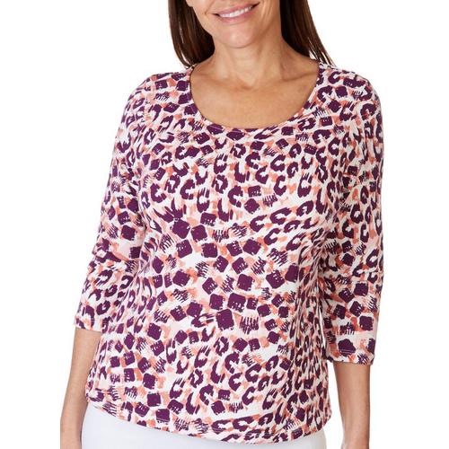 Hearts of Palm Womens Animal Scoop Neck 3/4