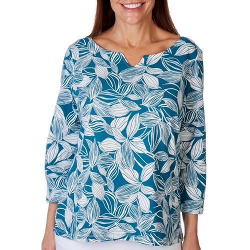 Hearts of Palm Womens Tropical Notch Neck 3/4