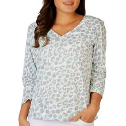 Hearts of Palm Womens Graphic V Neck 3/4 Sleeve Top