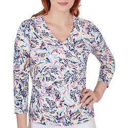 Hearts of Palm Womens Surplice V-Neck 3/4 Sleeve Top