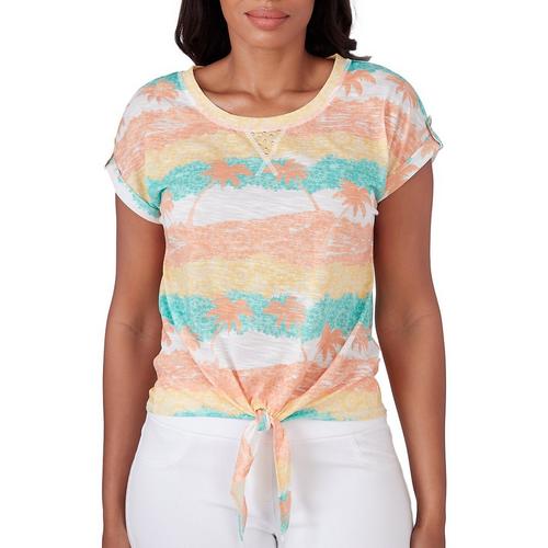 Hearts of Palm Womens Embellished Print Short Sleeve