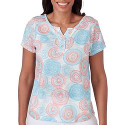 Hearts of Palm Womens Stamped Tie-Dye Short Sleeve Top