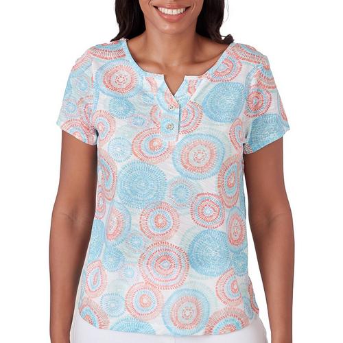 Hearts of Palm Womens Stamped Tie-Dye Short Sleeve