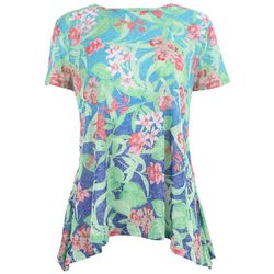 Ruby Road Womens Floral Garden Print Short Sleeve Top