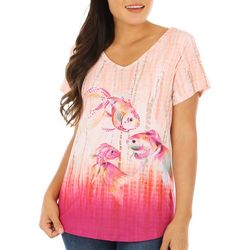 Coral Bay Womens Short Sleeve Lucky Fish Top