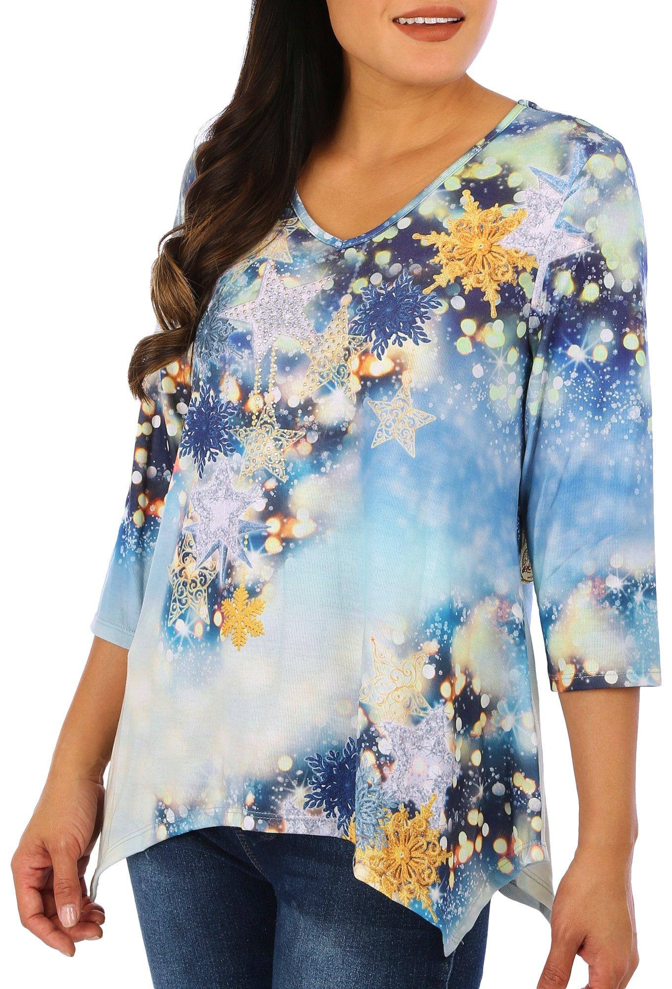 Womens 3/4 Sleeve V-Neck Top