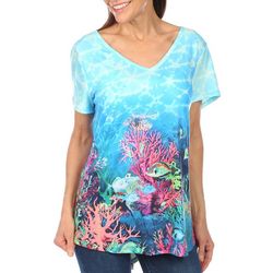 Coral Bay Womens Reef Print Short Sleeve Top