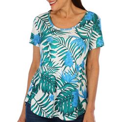 Coral Bay Womens Short Sleeve Tropical Embellished Top