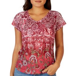 Womens Floral Short Sleeve Top