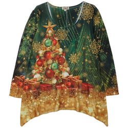 Womens Embellished Gifted Tree 3/4 Sleeve Top