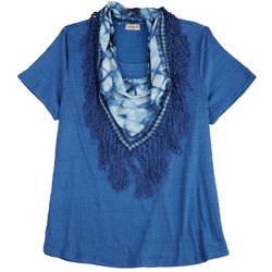OneWorld Womens Scarf & Textured Top
