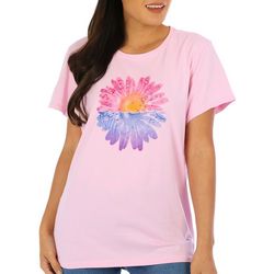 Life Is Good Womens Watercolor Daisey V-Neck T-Shirt
