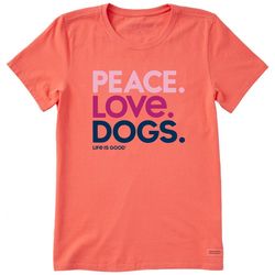 Life Is Good Womens  Peace Love Dogs T-Shirt