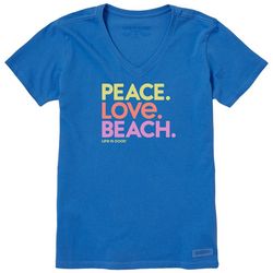 Life Is Good Womens Peace Love Beach T-shirt