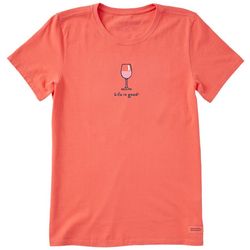 Life Is Good Womens Wine Glass Crew Neck T-Shirt