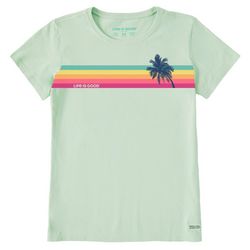 Life Is Good Womens Rainbow Palm Crew Neck T-Shirt