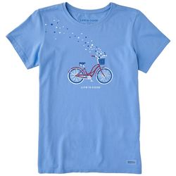 Life Is Good Womens Americana Bike Crew Neck T-Shirt