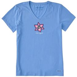 Womens Blooming Orchid V Neck Short Sleeve Tee