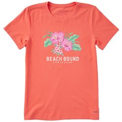 Life Is Good Womens Floral Beach Bound Short Sleeve T-Shirt