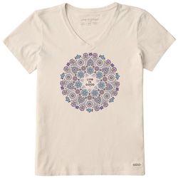 Womens Wildflower Mosaic V Neck T-Shirt