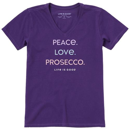 Womens Peace Love Prosecco V Neck T-Shirt