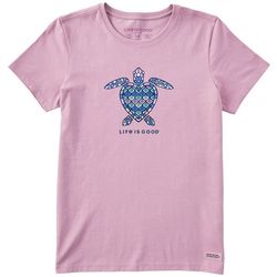 Life Is Good Womens Heart Turtle Crew Neck T-Shirt