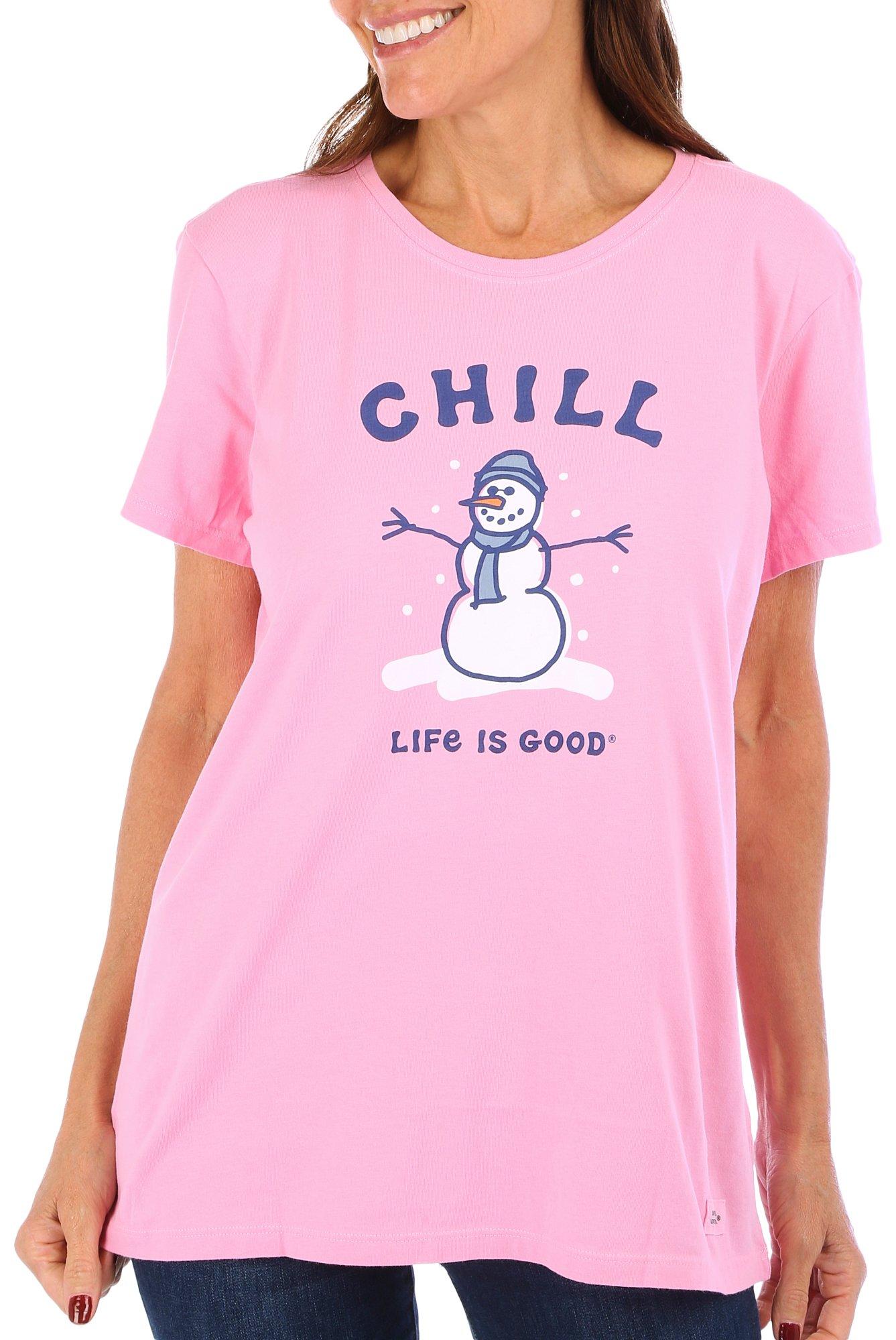 Life Is Good Womens Chill Snowman Short Sleeve T-Shirt
