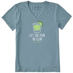 Womens Let The Fun Be Gin V-Neck Short Sleeve T-Shirt