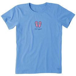 Life Is Good Womens Sandy Flip Flops Crew T-Shirt
