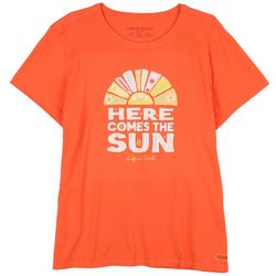 Life Is Good Womens Here Comes the Sun Crew Neck T-Shirt