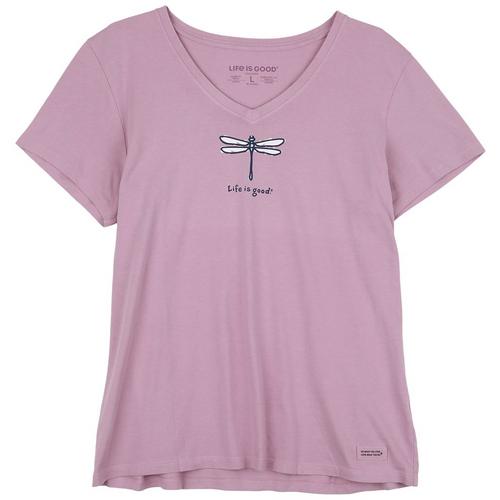 Life Is Good Womens Dragon Fly Graphic V-Neck