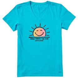 Life Is Good Womens Here Comes The Sun Short Sleeve Top