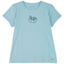 Life Is Good Womens Bike Cruiser Crew Neck T-Shirt