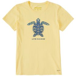 Womens Mandala Turtle Crew Neck T-Shirt