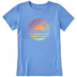 Womens Sunset On The Water Crew Neck T-Shirt