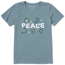 Life Is Good Womens Turtle Peace Short Sleeve T-Shirt