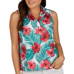 Womens Floral Ribbed Sleeveless Top