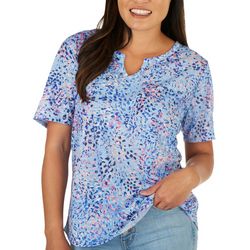 Teez-Her Womwns  Print Seam Front Short Sleeve Top